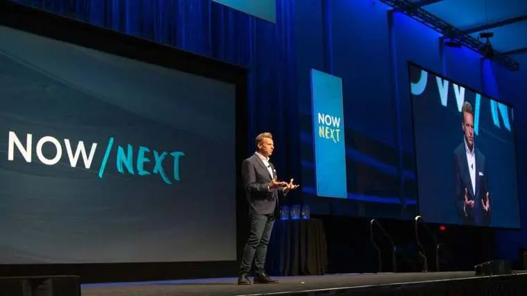 Nick Webb keynote on a NOW NEXT main stage