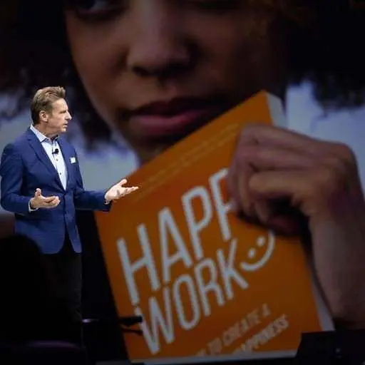 Nick Webb presenting his book Happy Work