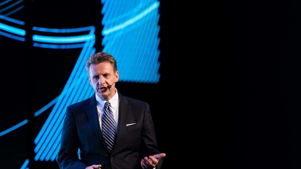 Nicholas Webb on stage: Leadership Keynote