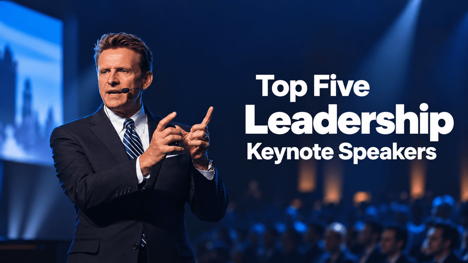 Top Five Leadership Keynote Speakers. Nicholas Webb, top leadership event keynote speaker, on stage.